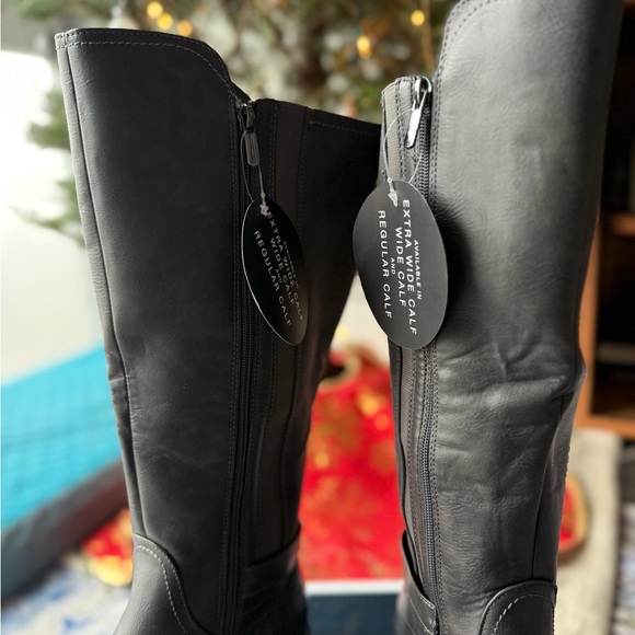NIB Karen Scott Gray Knee-High Vegan Leather Women's Riding Boots - Picture 7 of 9